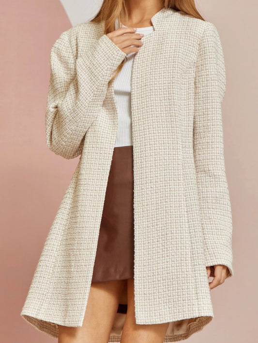 Beige Tweed Cardigan