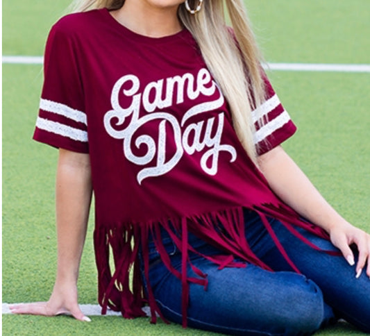 Maroon Game Day Fringe Top