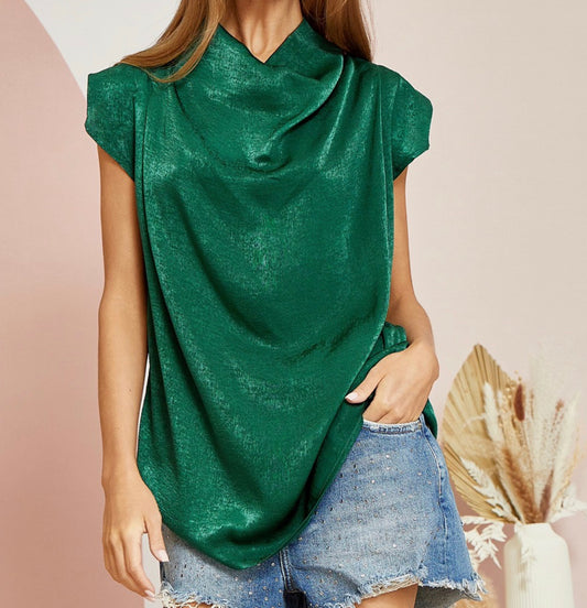 Hunter Green Shimmer Blouse