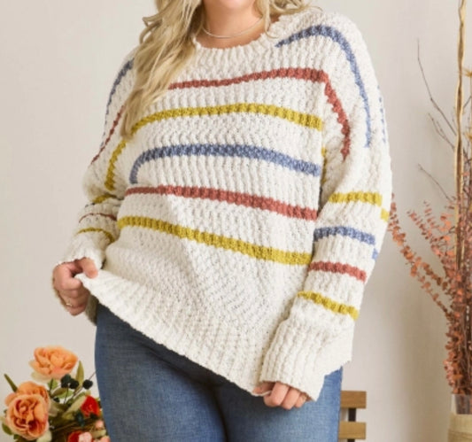 Ivory Multicolor Stripe Sweater