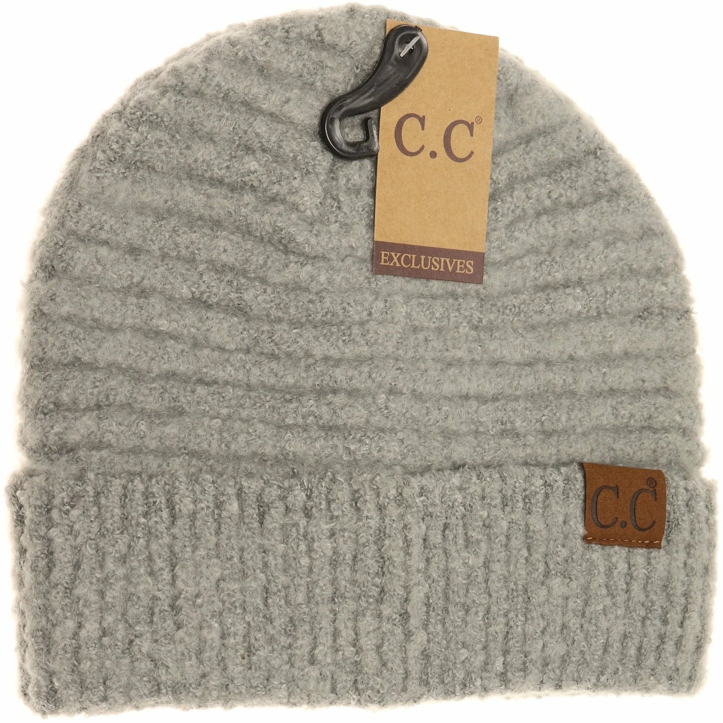 C.C Boucle Knit Beanie - Lt. Grey