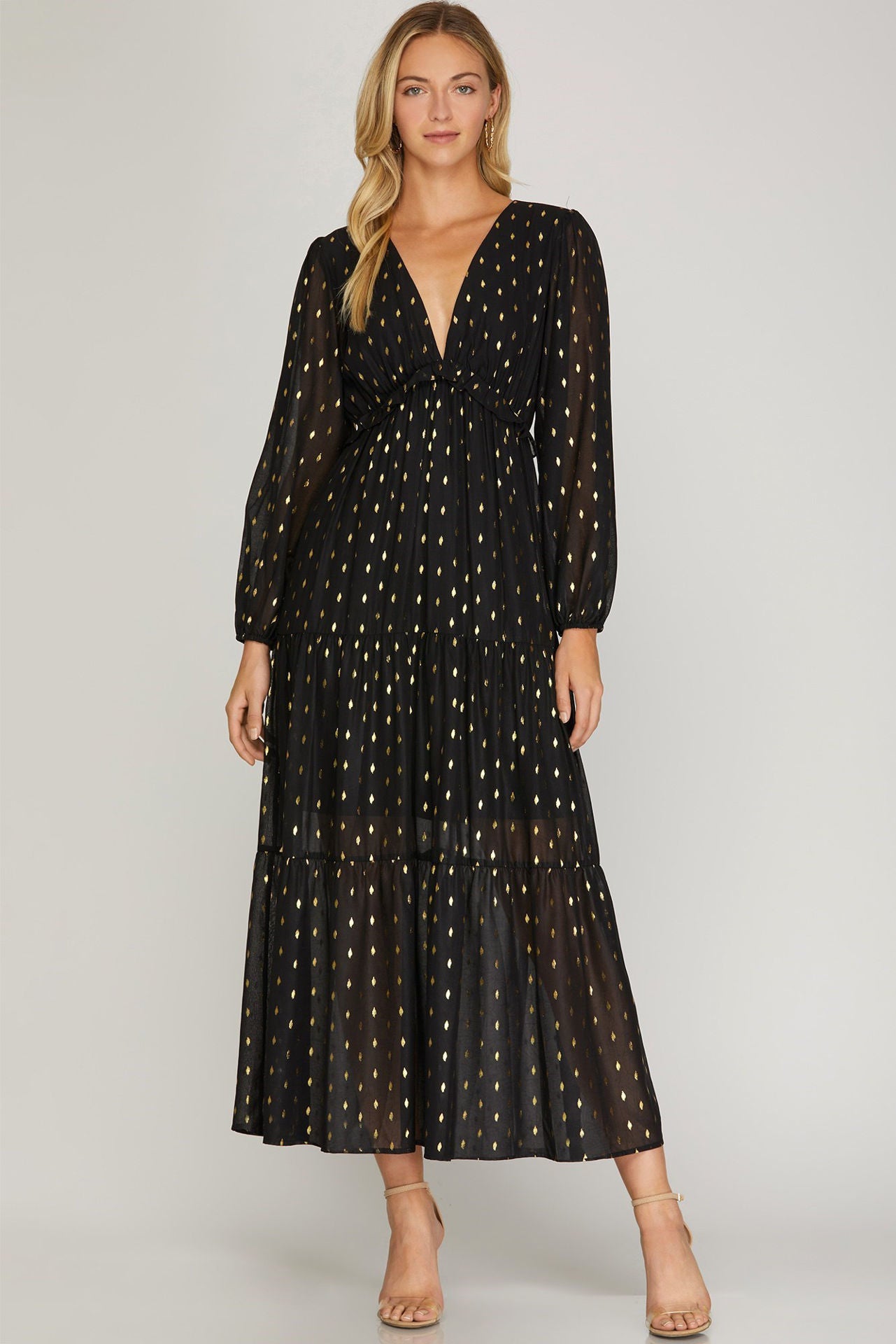 Black | Gold Polka Dot Maxi