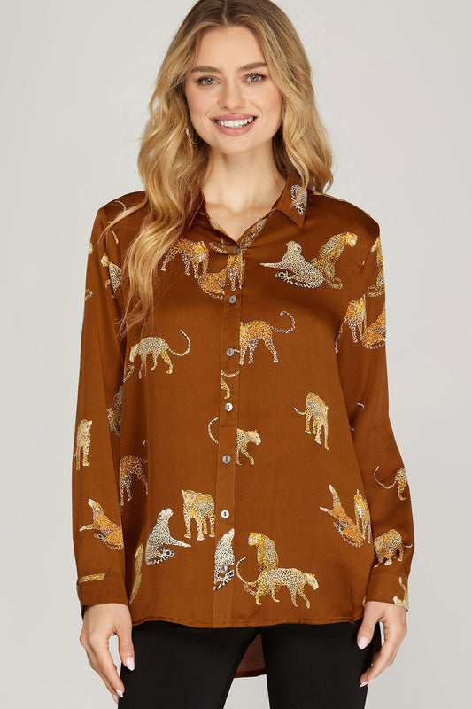 Toffee Leopard LS Top