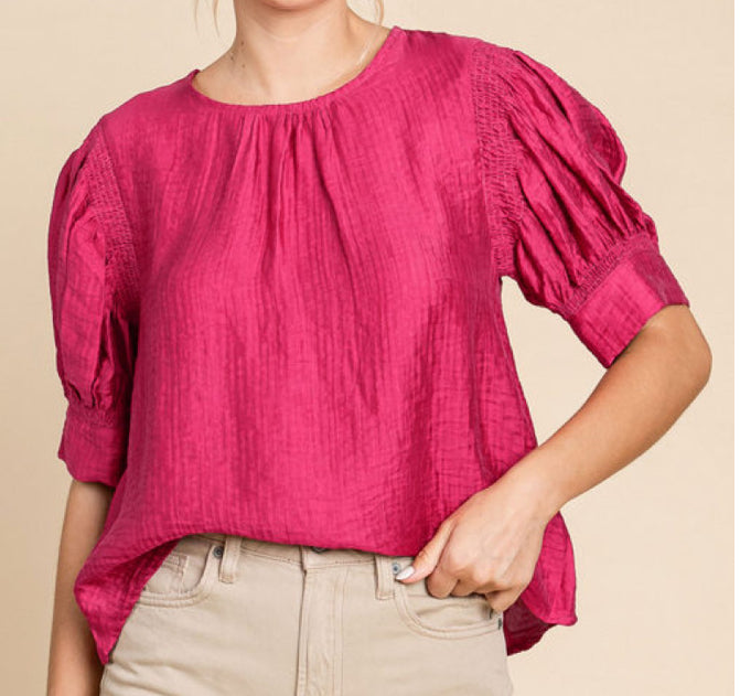 Short Sleeve Puff Blouse