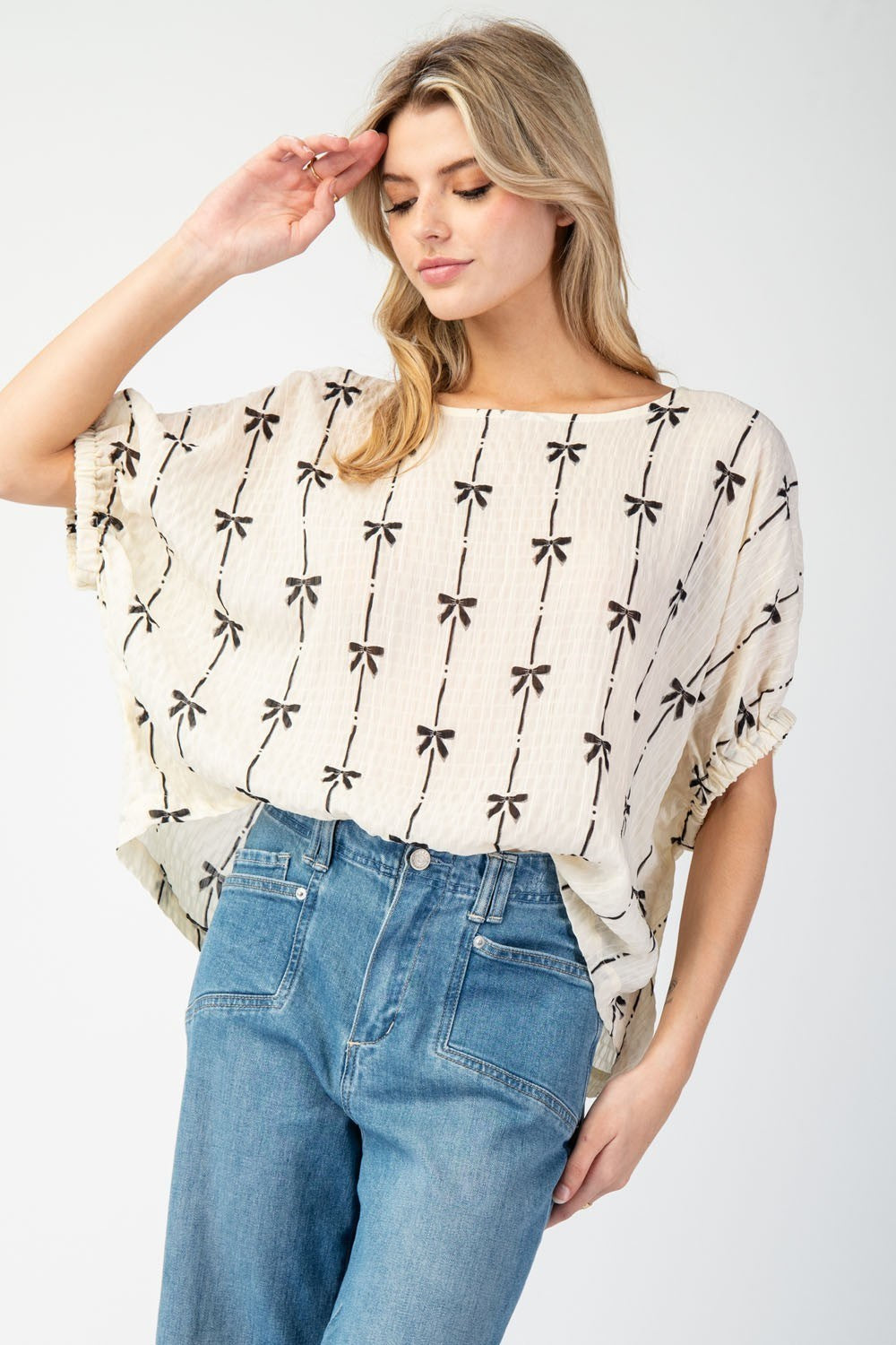 Plus Bow Cream Top