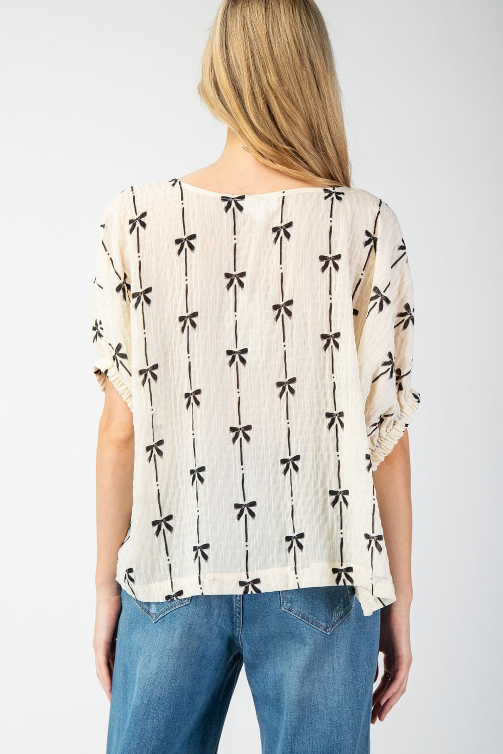 Plus Bow Cream Top