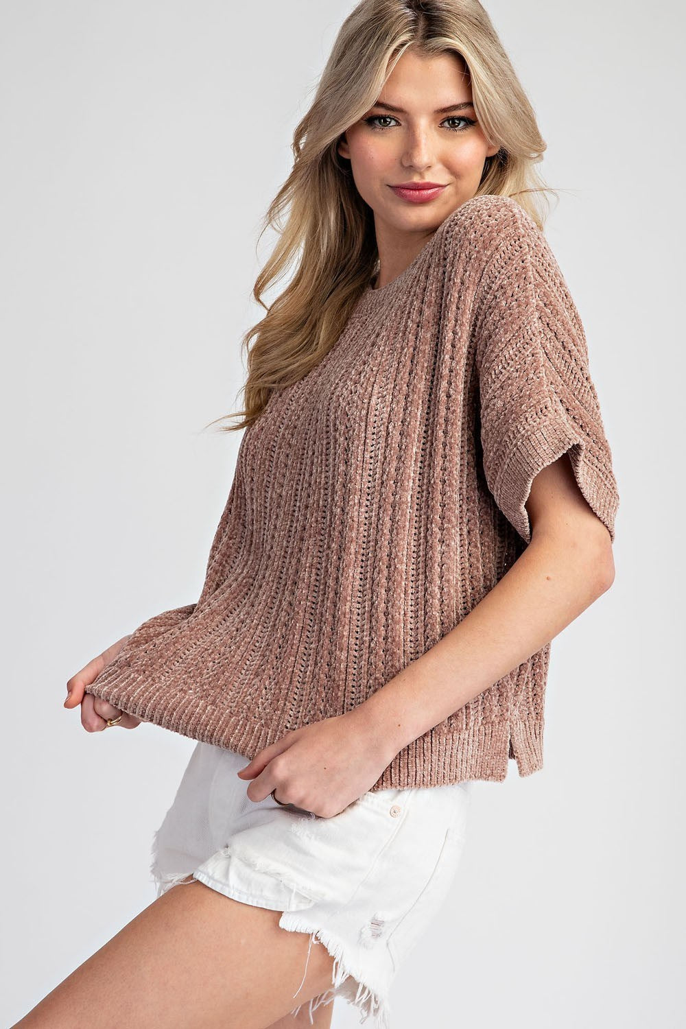 Mocha Short Sleeve Sweater