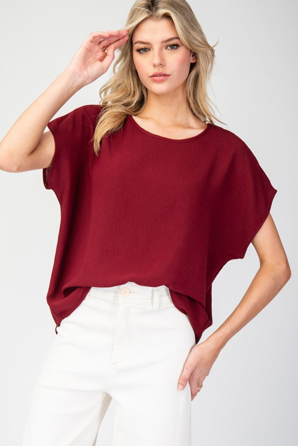 Currant Short Sleeve Round Neck Top