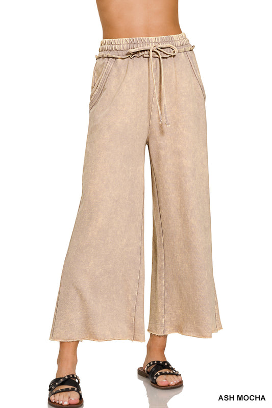 Acid Wash Palazzo Pants Ash Mocha