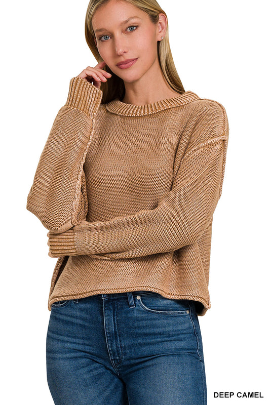 Crew Neck Cropped Sweater