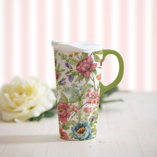 Floral Garden Ceramic Travel Cup