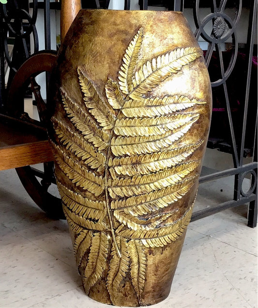 Golden Leaf Tall Vase Decor