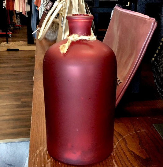 Red Frosted Glass Vase Decor