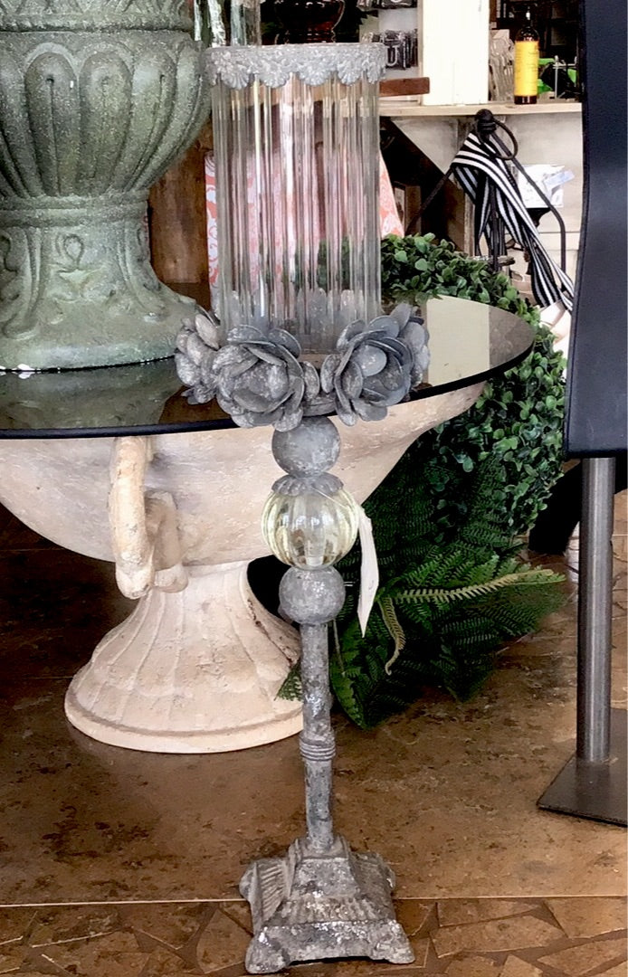 Metal/Glass Tall Candle Holder