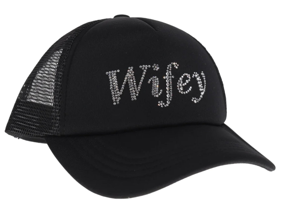 Wifey Rhinestone Cap - Black