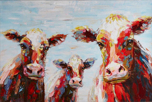 Colorful Painted Cows Canvas