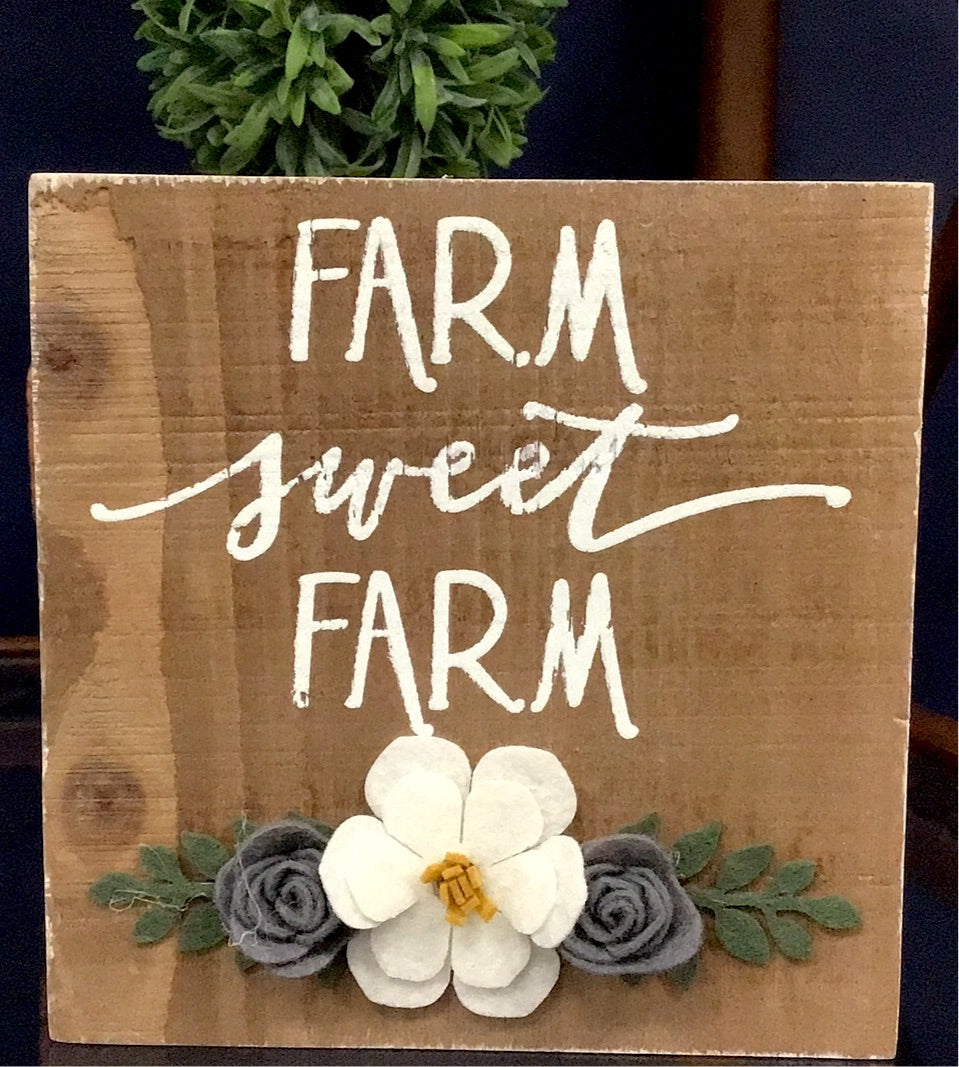 Block Sign - Farm Sweet Farm