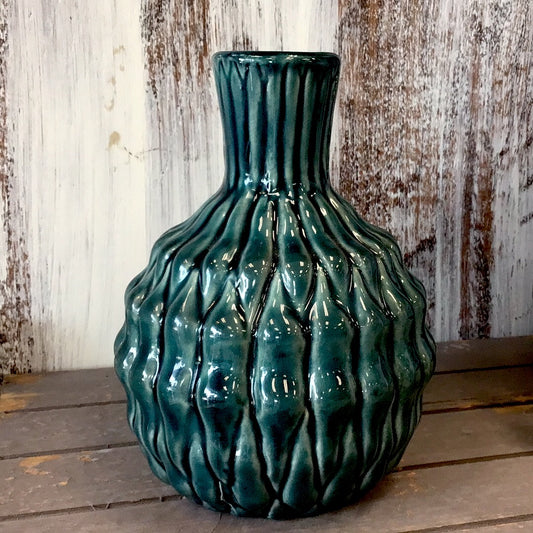 Short Turquoise Decorative Vase