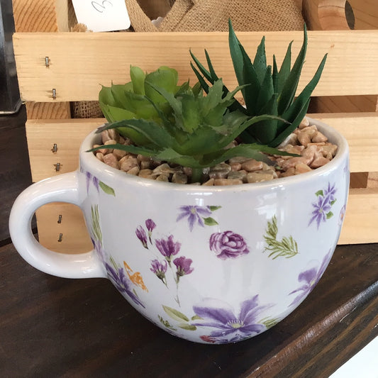 Floral Tea Cup Succulent Decor