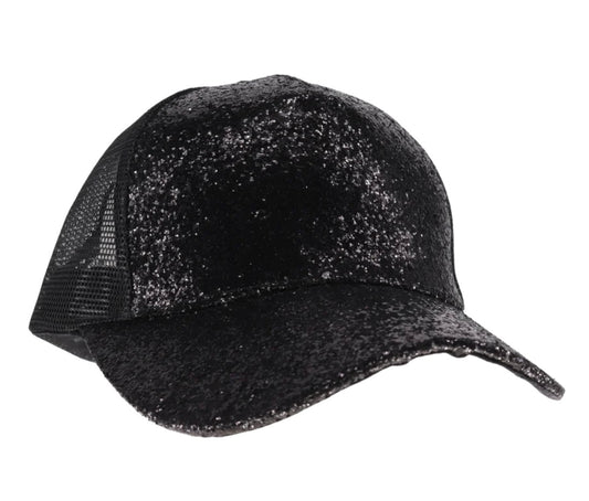 Black Glitter Cap