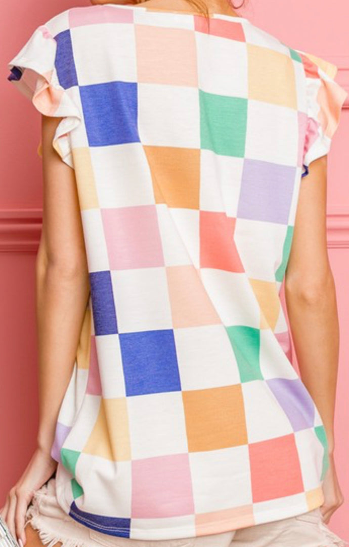 Multi Color Checkered Top