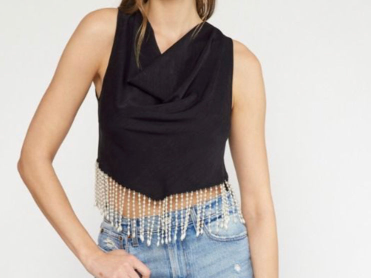 Black Pearl Drop Crop Top