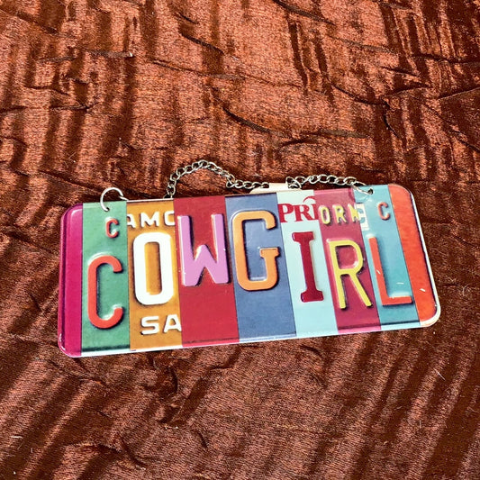 Cowgirl License Plate Ornament