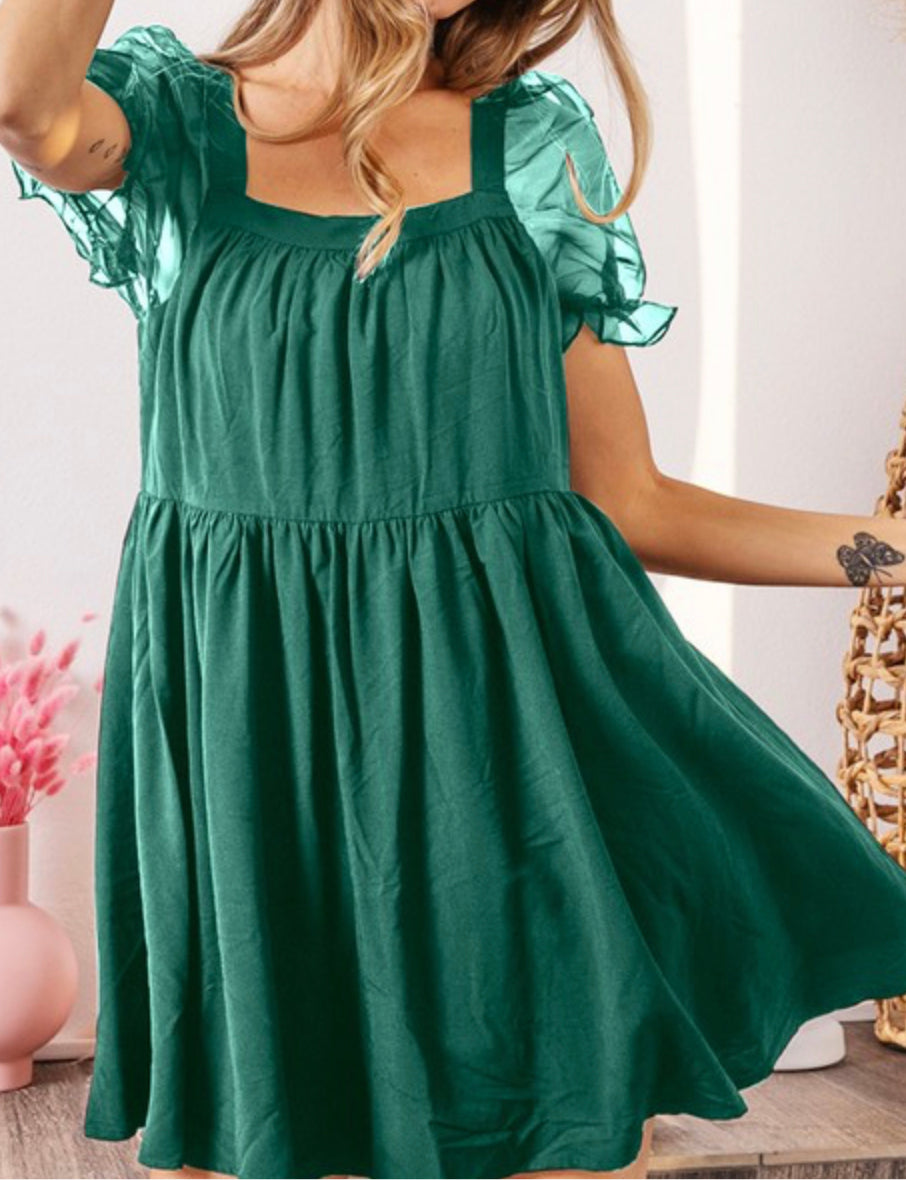 Jade Organza Puff Sleeve Dress