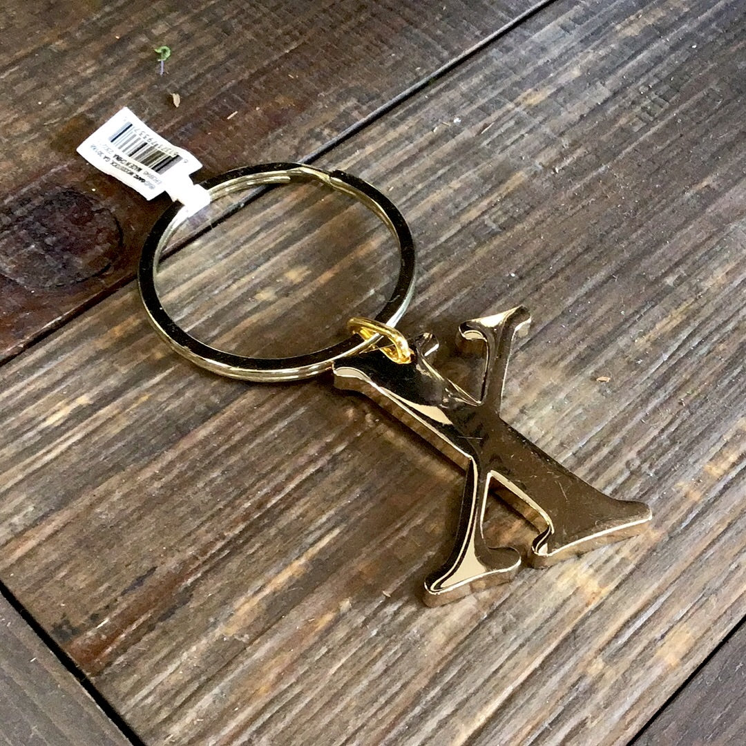 Gold Letter Keychain - X