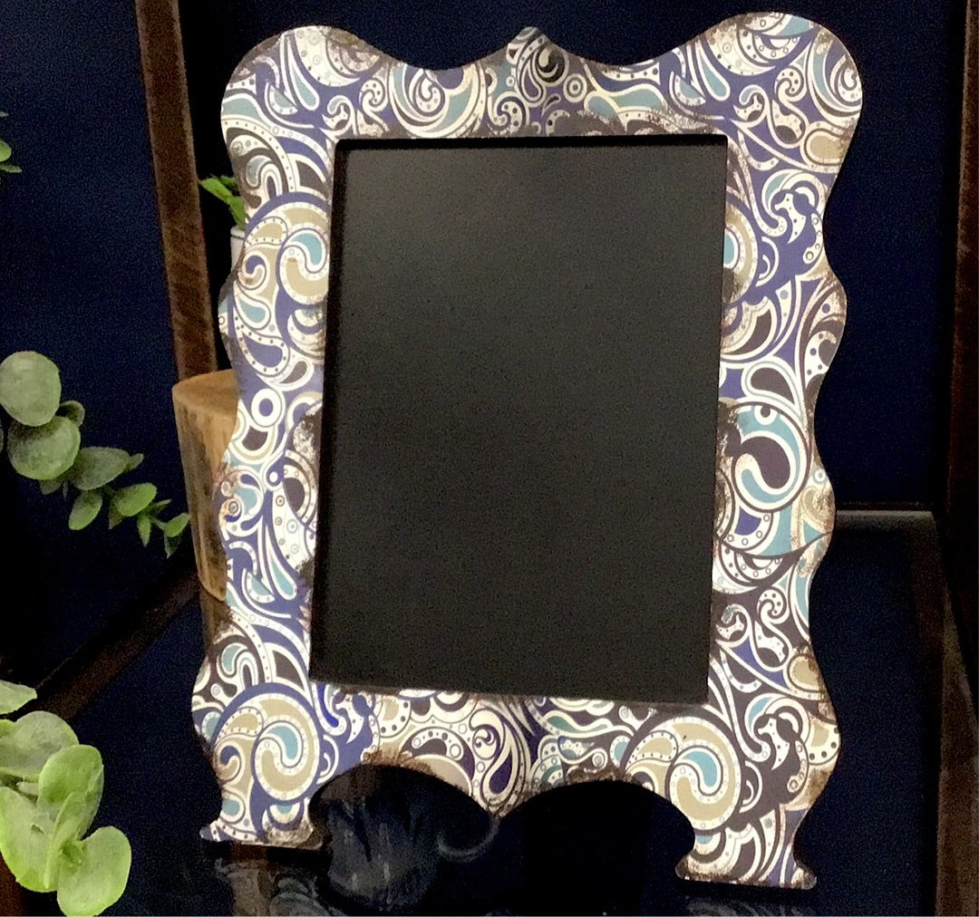 Blue Paisley Chalkboard Decor