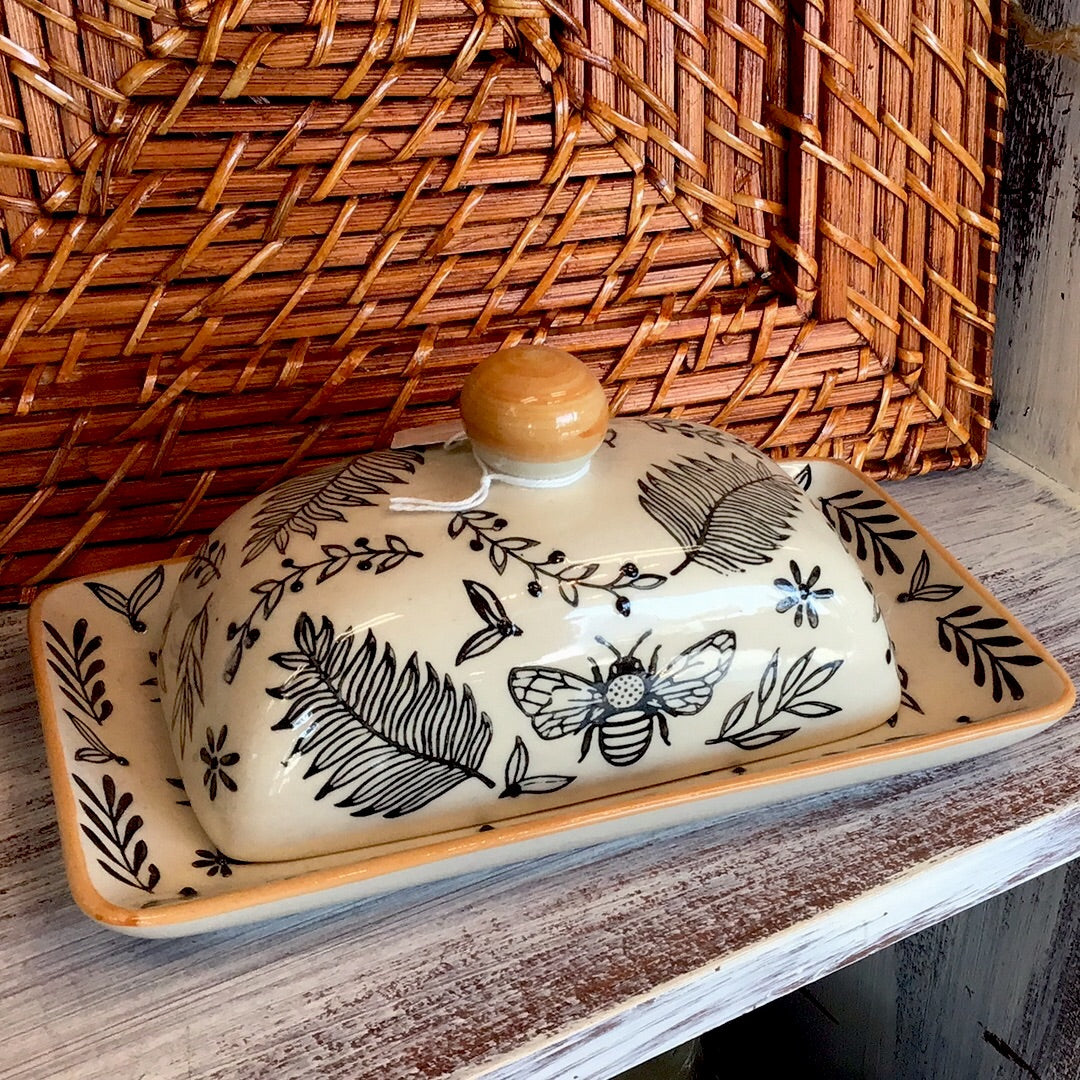 Orange/Cream Bee Butter Dish