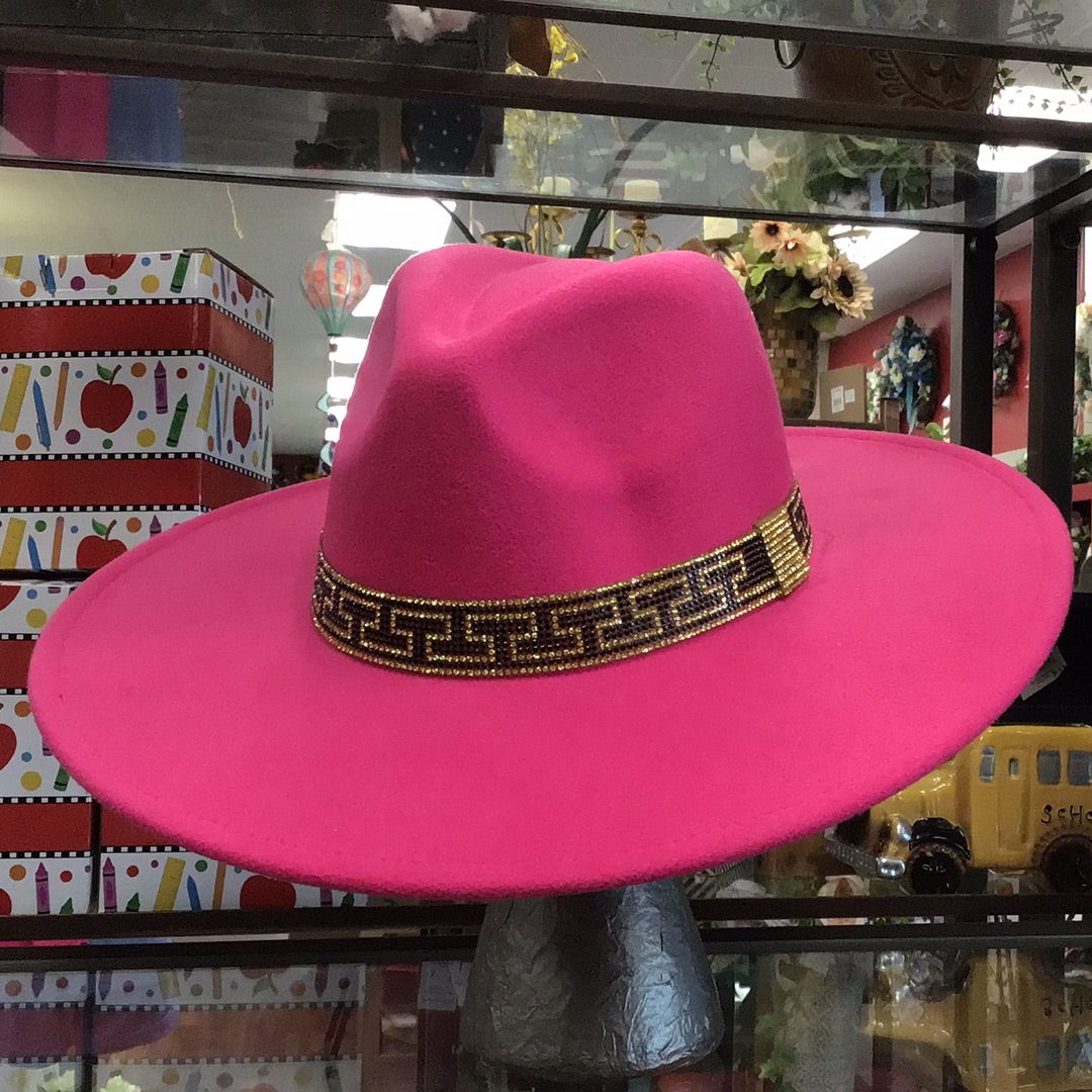 Hot Pink Hat W/ Bedazzled Band