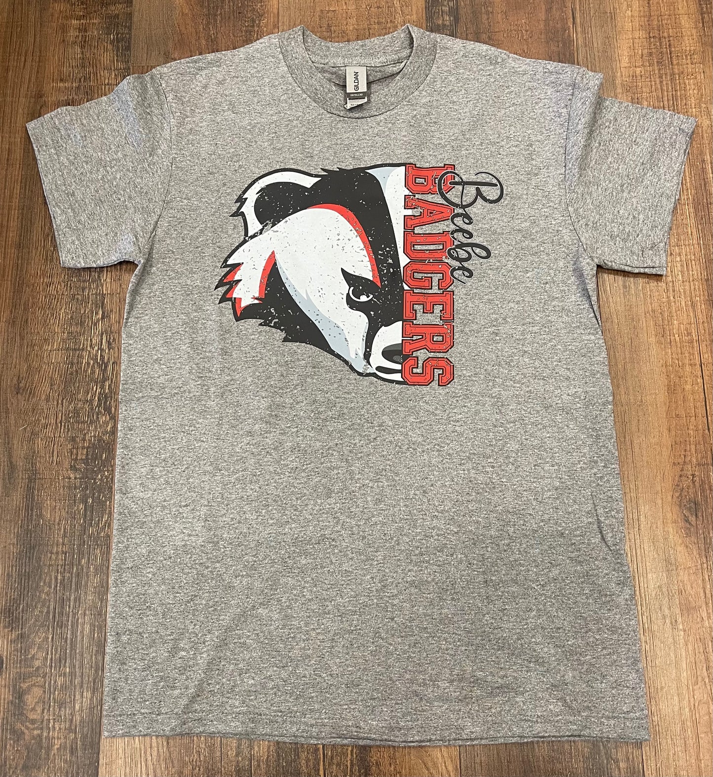 Grey Beebe Badger Mascot Tee