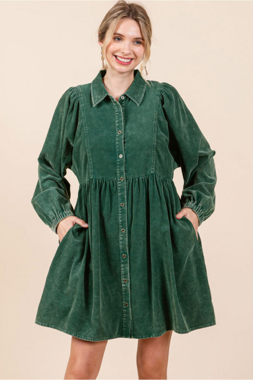 Hunter Green Washed Dress