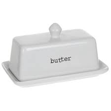 White Ceramic Butter Dish Set