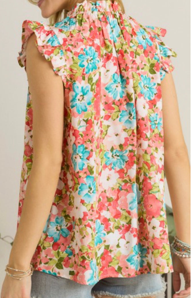 Curvy Floral Ruffle Top