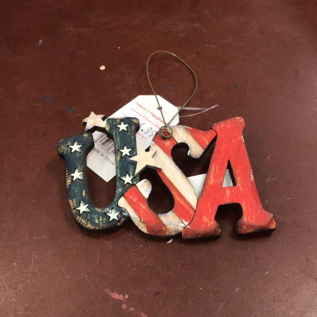 USA Wooden Ornament