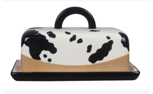 Cow Print Ceramic Butter Dish