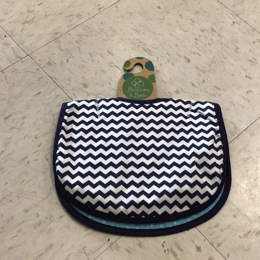 Navy Chevron/Blue Dot Bib Set