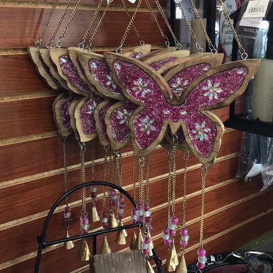 Fuchsia Butterfly Wind Chime