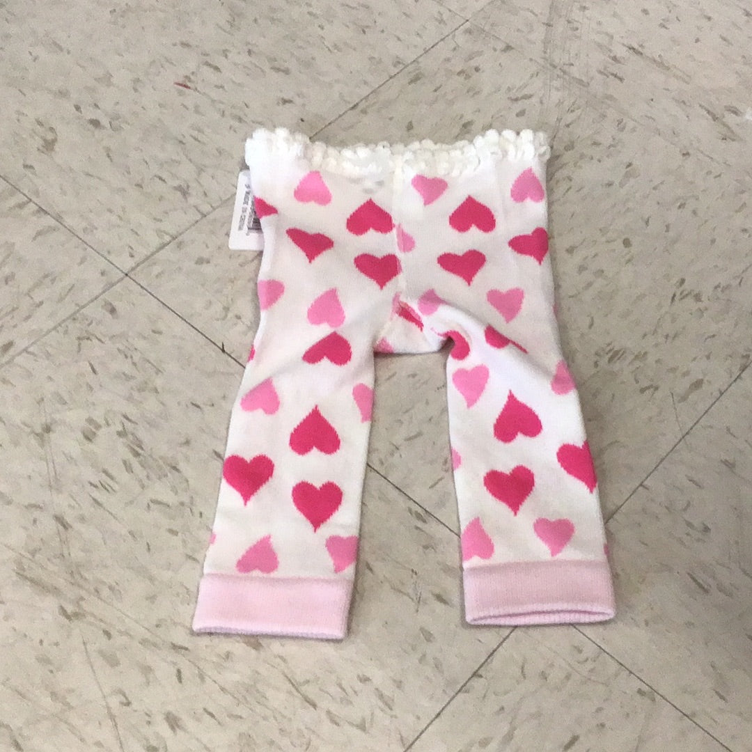 White/Pink Heart Baby Leggings