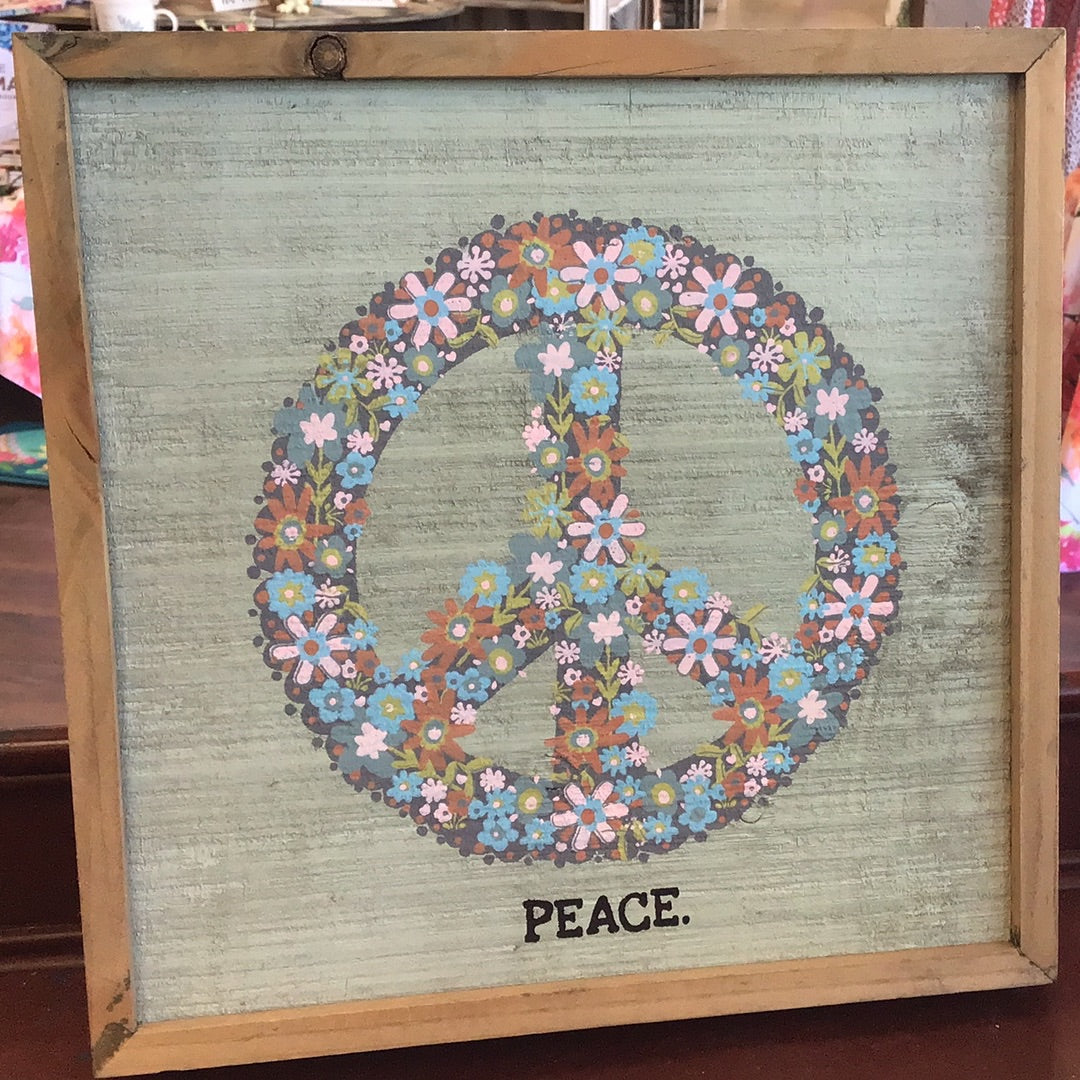 Floral Peace Box Sign