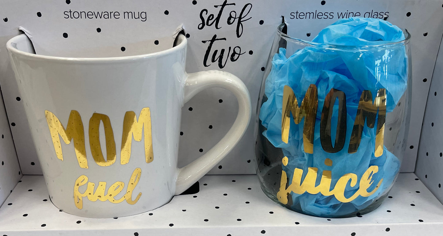 Mom Fuel | Mom Juice Mug | Wine Set