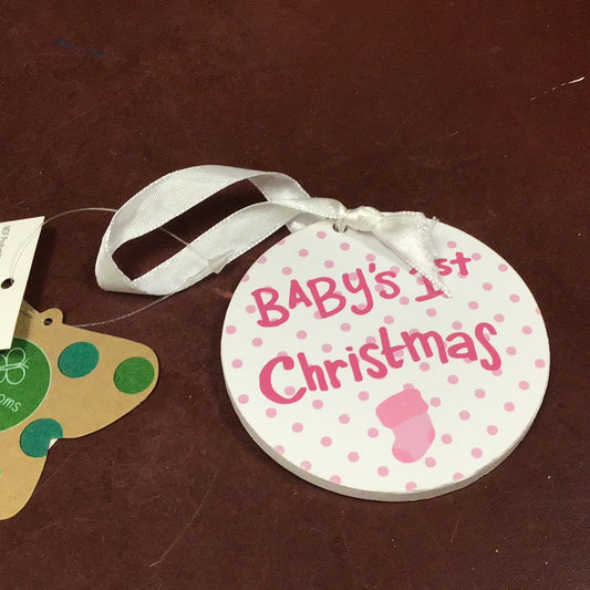 1st Christmas Pink Polkadot Ornament