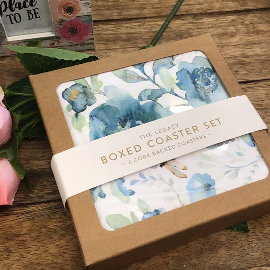 Blue Floral Coaster Set