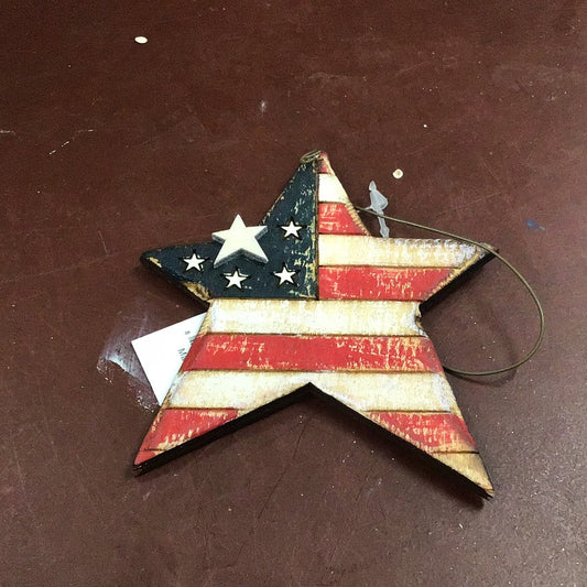 Wooden Star Flag Ornament