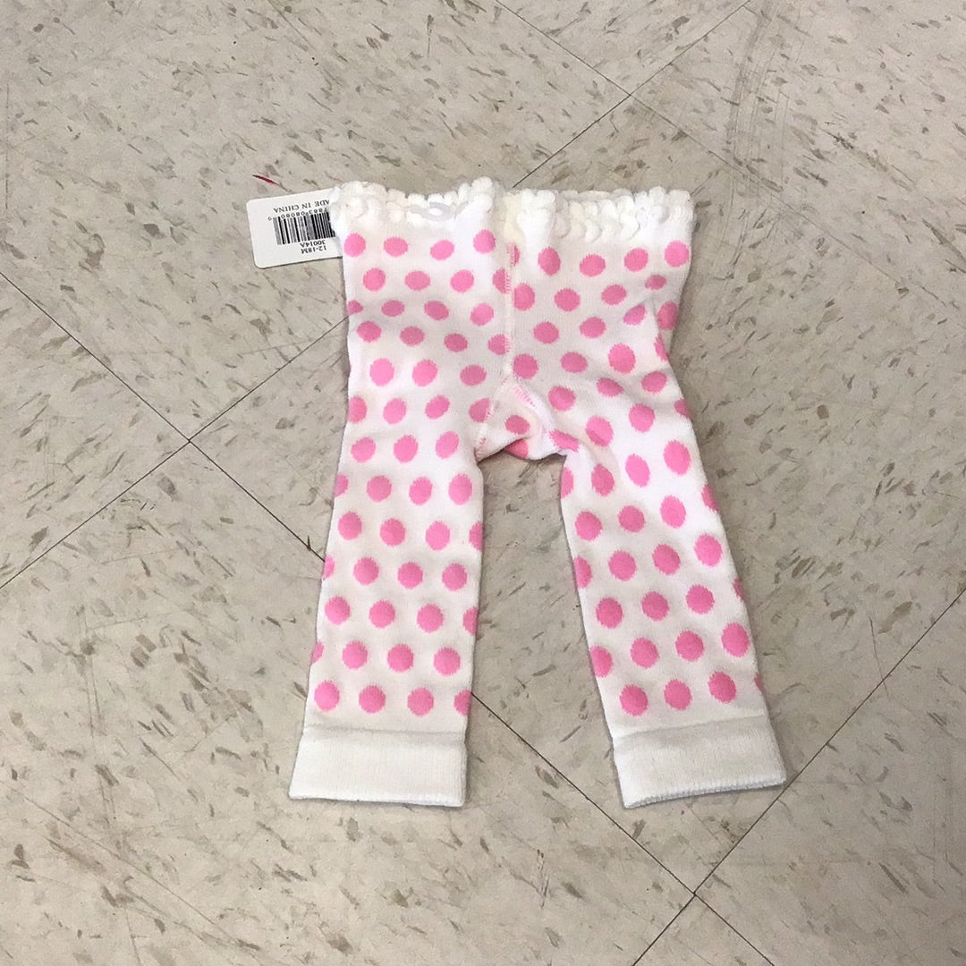 White/Pink Dot Baby Leggings