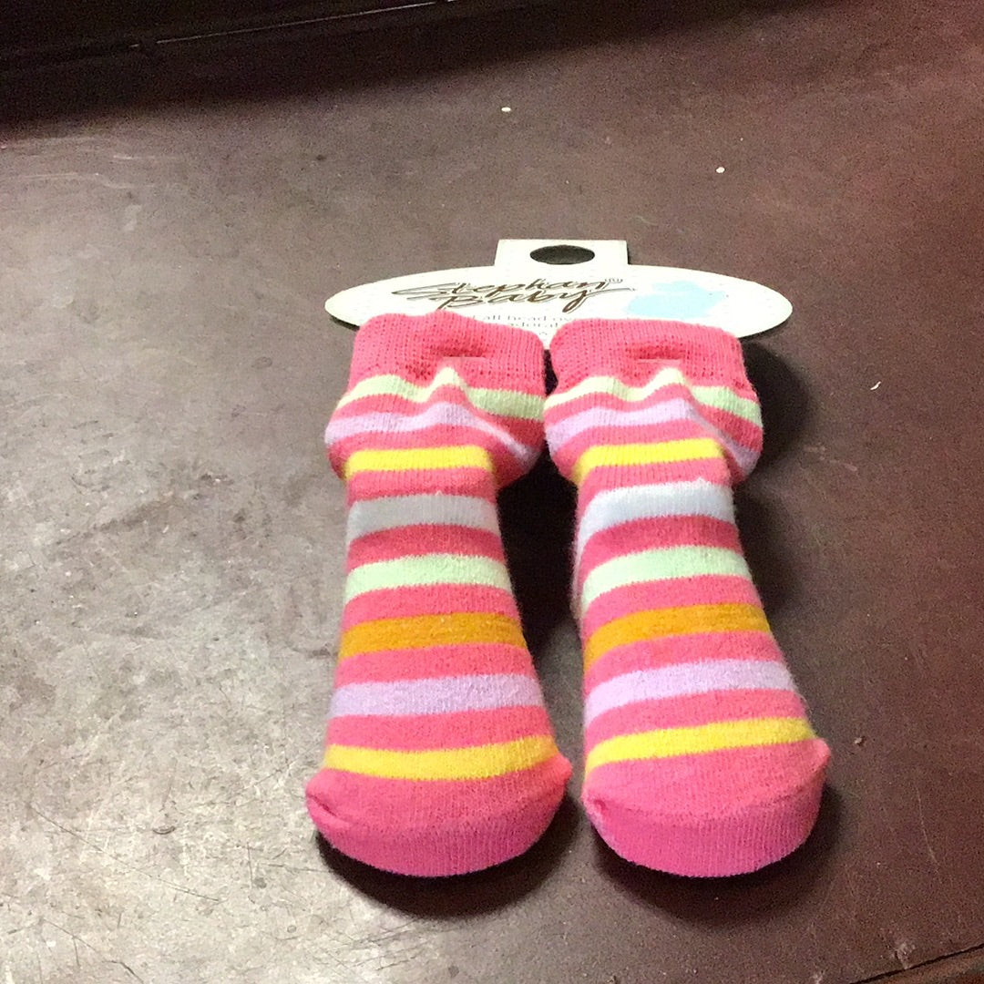 Pink/Multi Color Stripe Baby Socks