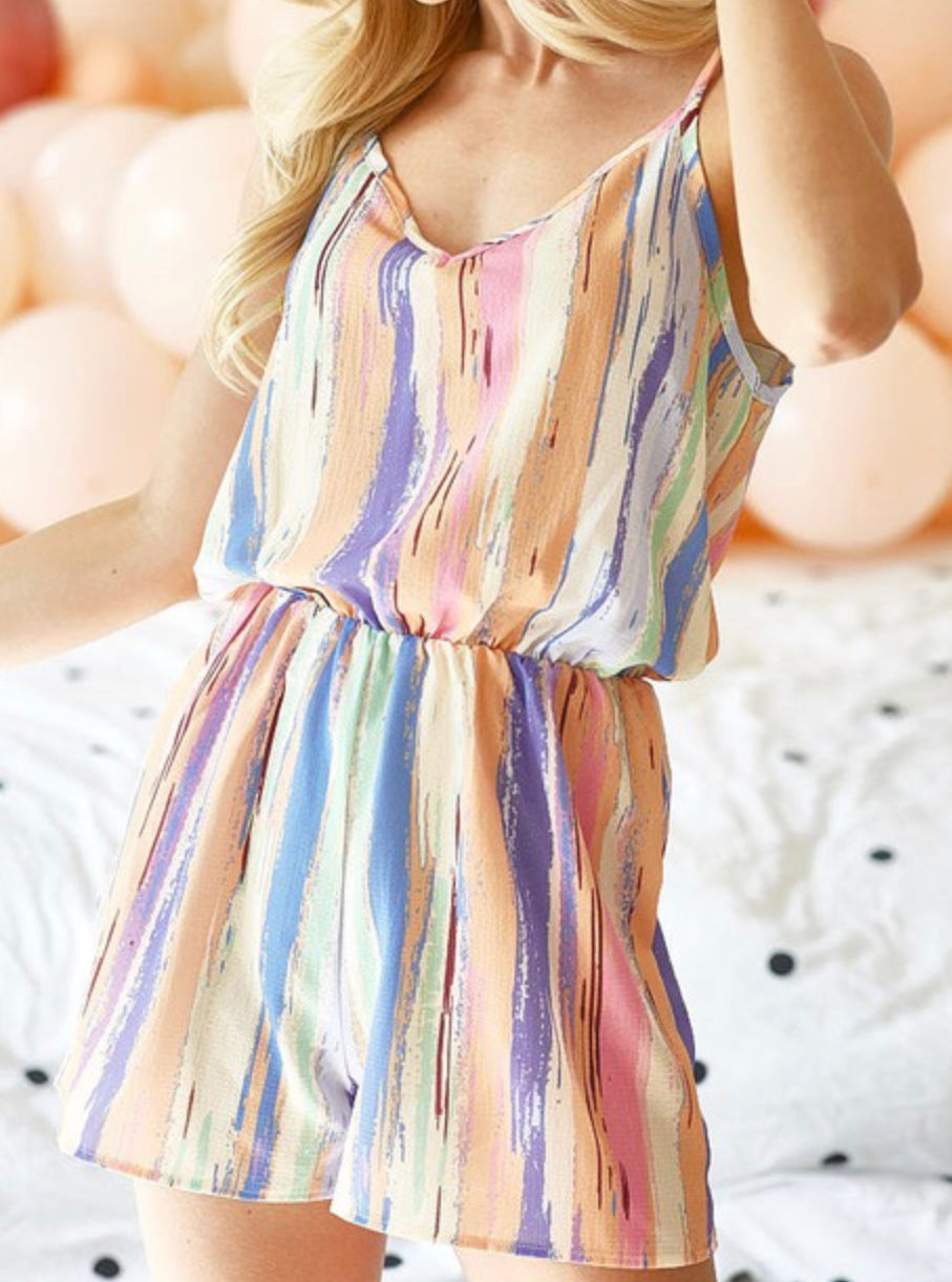 Lavender Multi Sleeveless Romper