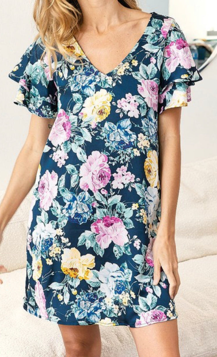 Navy Floral Dress